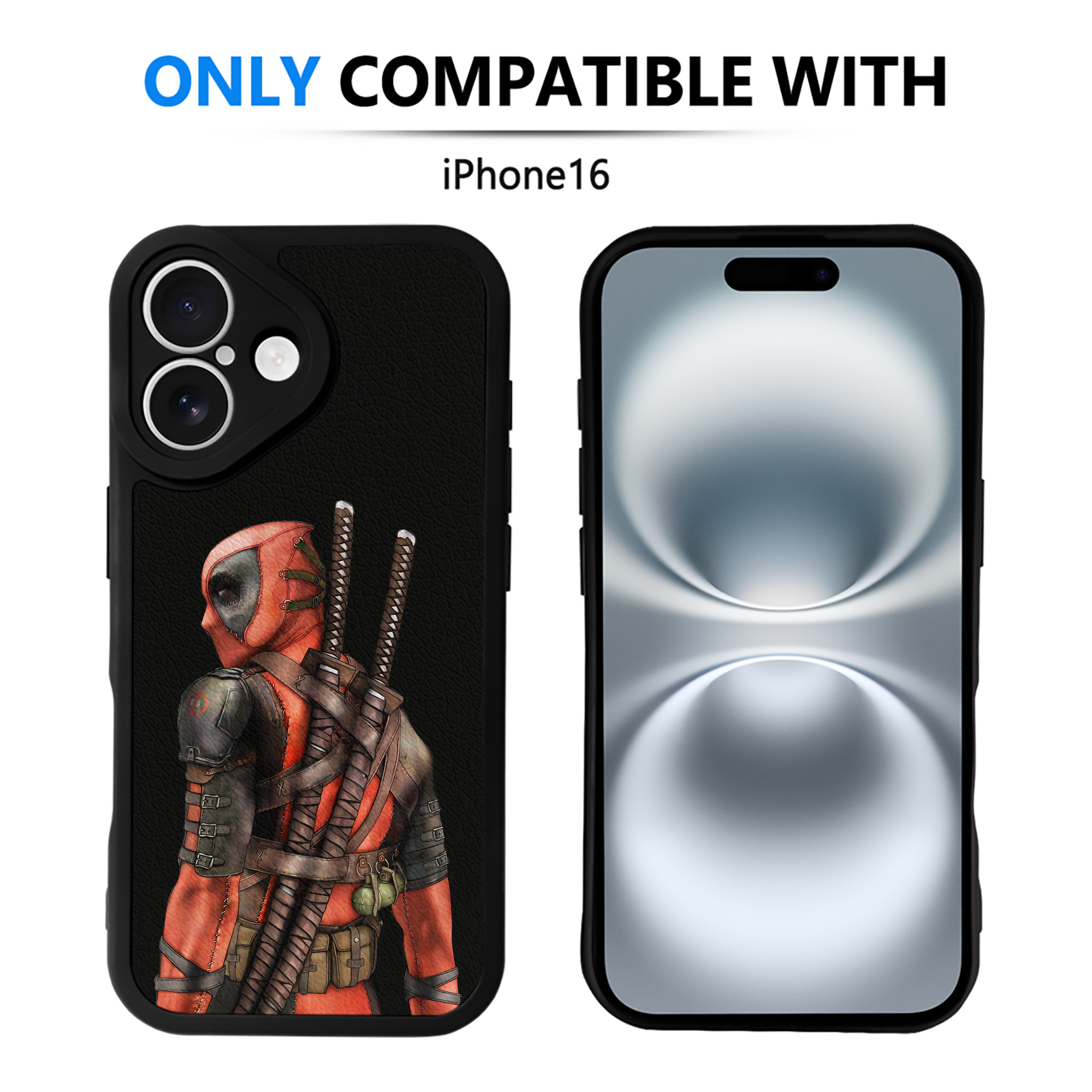 （画像用） Deadpool デッドプール 【iPhone 16シリーズ対応】シリコンスマホケース（レザー調） 材質：シリコン